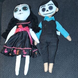 Day of the Dead Themed Plush Doll Set - Black and Blue